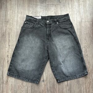 VINTAGE Y2K SOUTHPOLE BLACK DENIM BAGGY SHORTS JORTS MENS 36